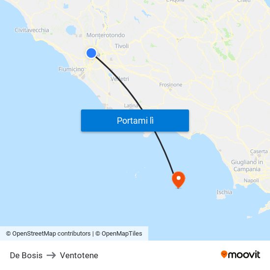 De Bosis to Ventotene map