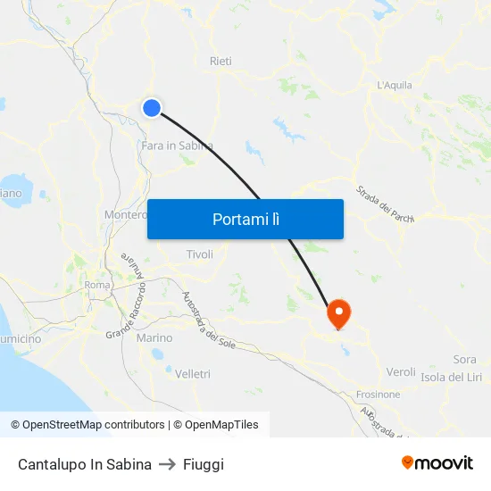 Cantalupo In Sabina to Fiuggi map