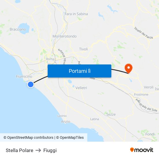 Stella Polare to Fiuggi map