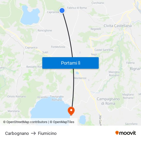 Carbognano to Fiumicino map