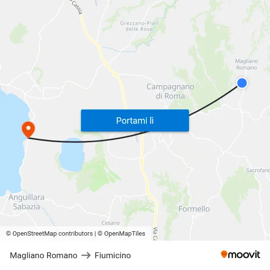 Magliano Romano to Fiumicino map