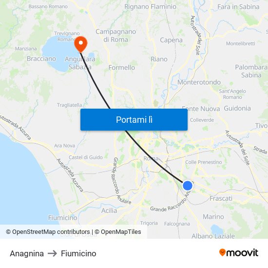 Anagnina to Fiumicino map