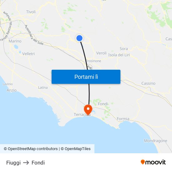 Fiuggi to Fiuggi map