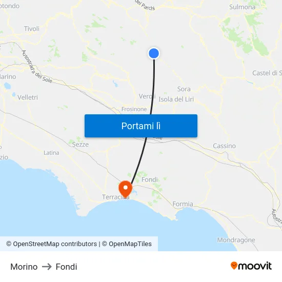 Morino to Fondi map