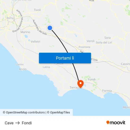 Cave to Fondi map