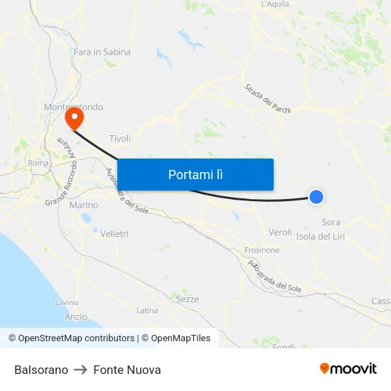 Balsorano to Fonte Nuova map