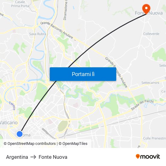 Argentina to Fonte Nuova map