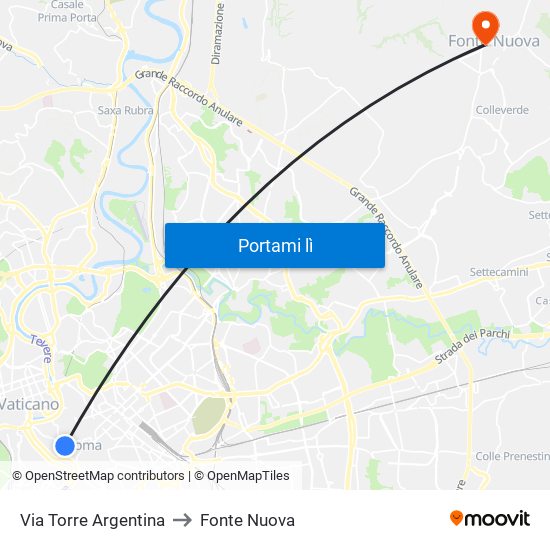 Via Torre Argentina to Fonte Nuova map