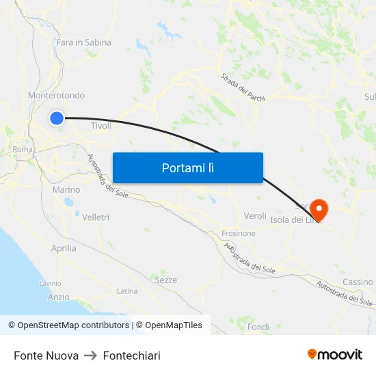 Fonte Nuova to Fontechiari map