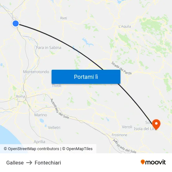 Gallese to Fontechiari map