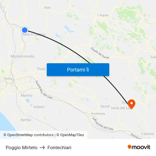 Poggio Mirteto to Fontechiari map