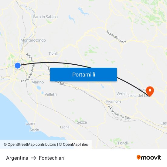 Argentina to Fontechiari map