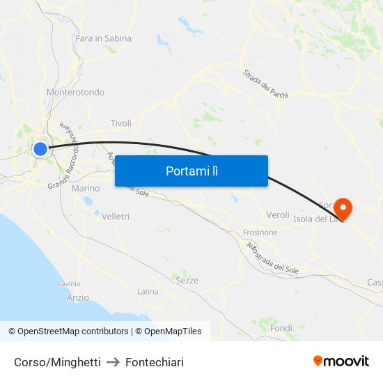 Corso/Minghetti to Fontechiari map