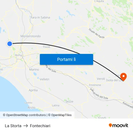 La Storta to Fontechiari map