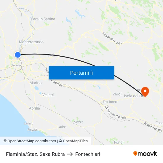 Flaminia/Staz. Saxa Rubra to Fontechiari map