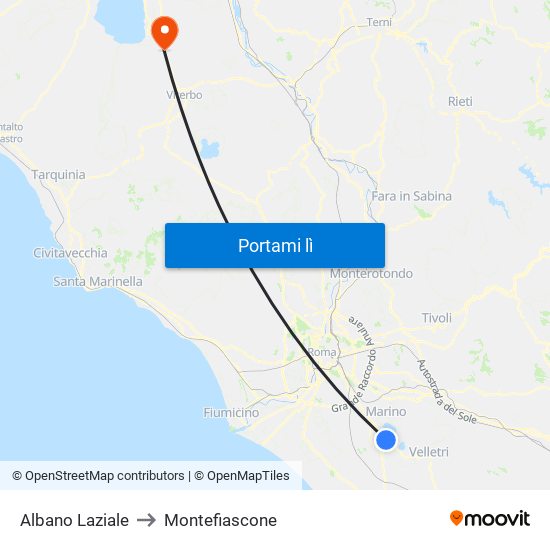 Albano Laziale to Montefiascone map