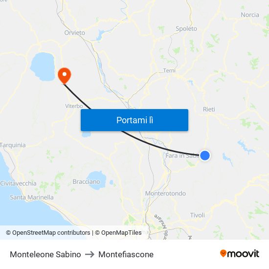 Monteleone Sabino to Montefiascone map
