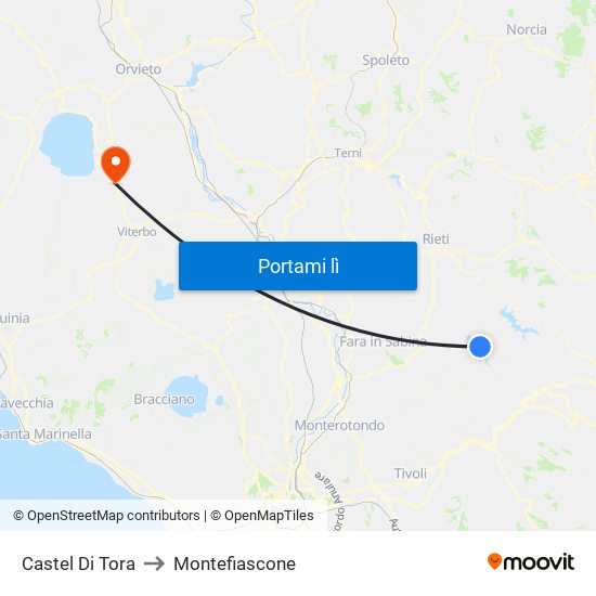 Castel Di Tora to Montefiascone map
