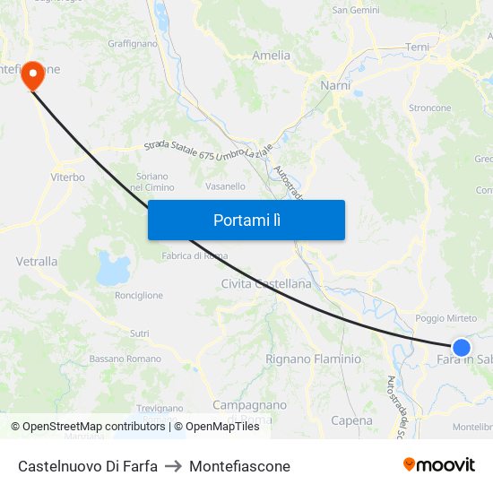 Castelnuovo Di Farfa to Montefiascone map