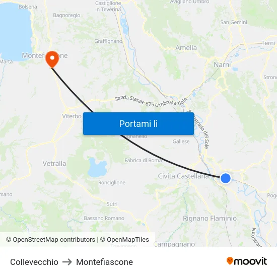 Collevecchio to Montefiascone map