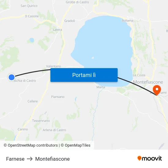 Farnese to Montefiascone map