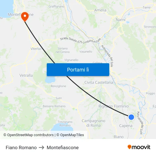 Fiano Romano to Montefiascone map