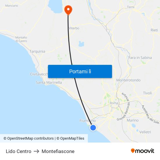 Lido Centro to Montefiascone map
