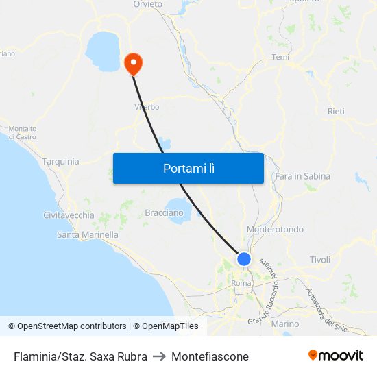 Flaminia/Staz. Saxa Rubra to Montefiascone map