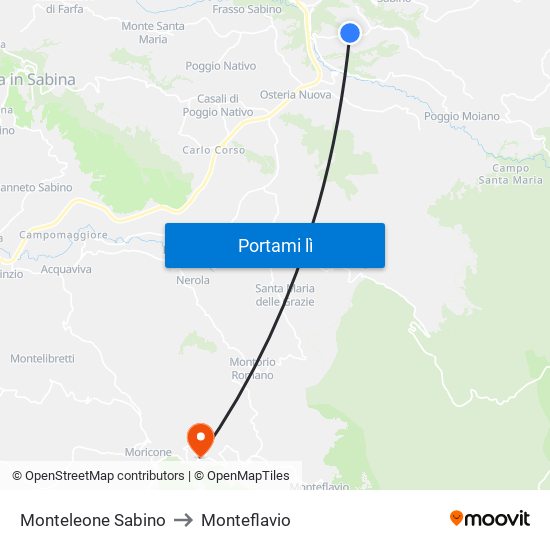 Monteleone Sabino to Monteflavio map