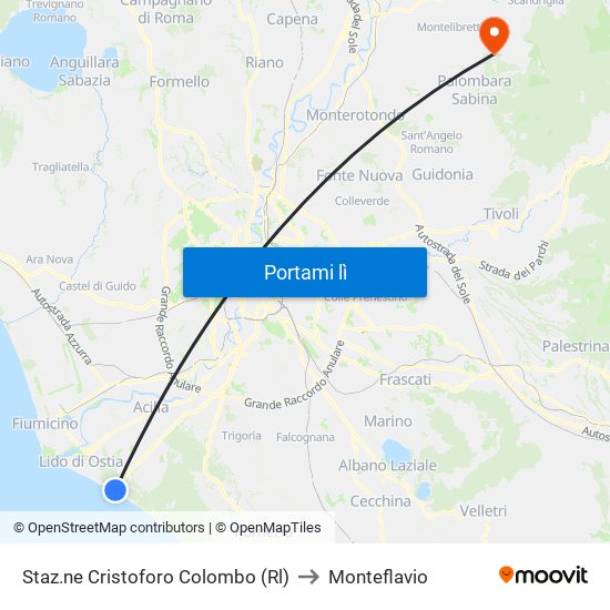 Staz.ne Cristoforo Colombo (Rl) to Monteflavio map