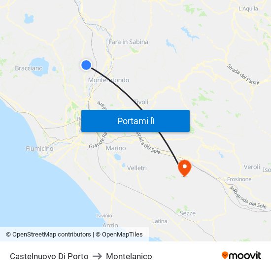 Castelnuovo Di Porto to Montelanico map