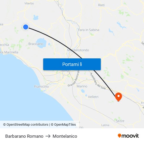 Barbarano Romano to Montelanico map