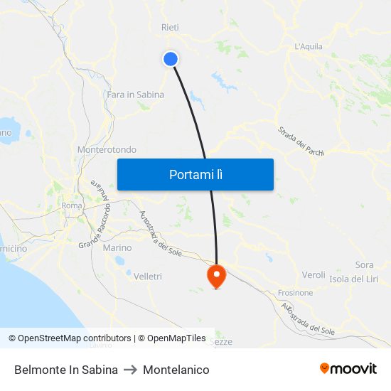 Belmonte In Sabina to Montelanico map