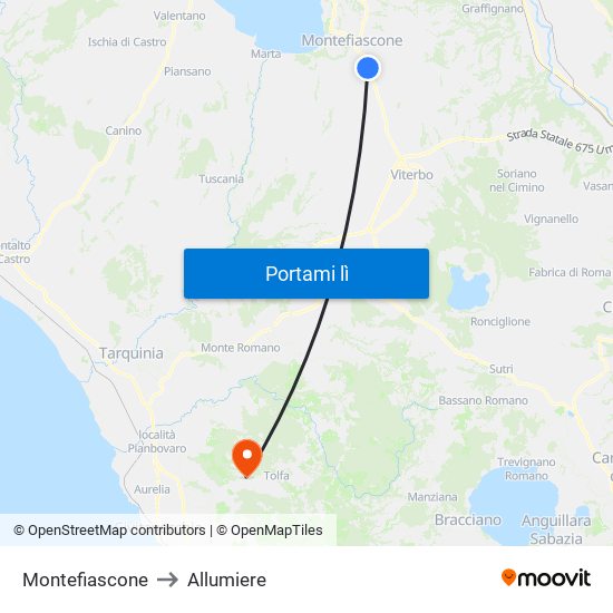 Montefiascone to Allumiere map