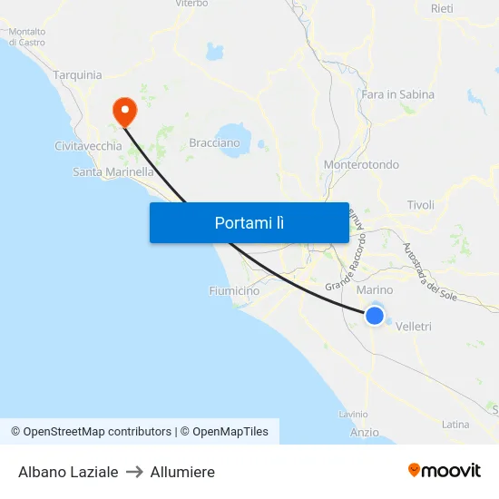 Albano Laziale to Allumiere map