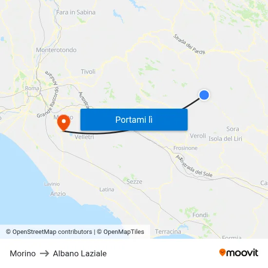 Morino to Albano Laziale map