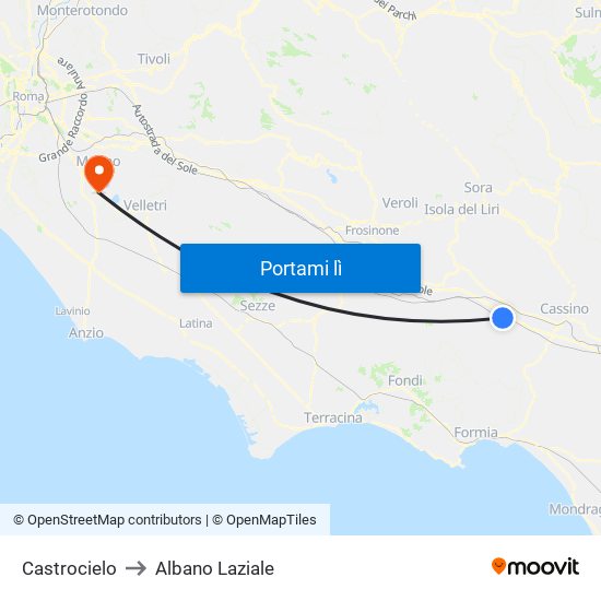 Castrocielo to Albano Laziale map