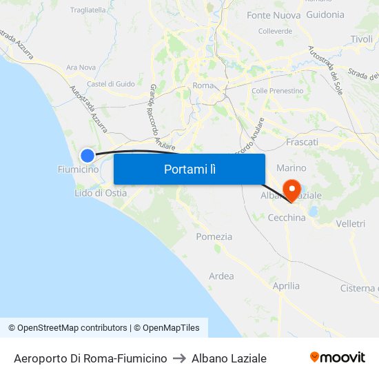 Aeroporto Di Roma-Fiumicino to Albano Laziale map
