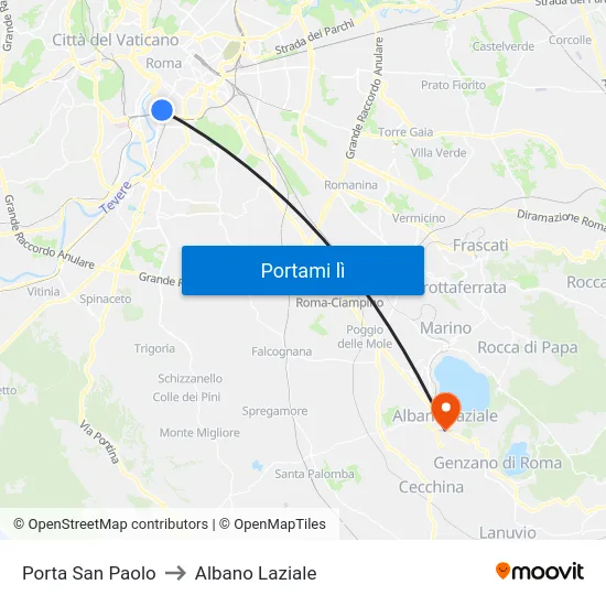 Porta San Paolo to Albano Laziale map