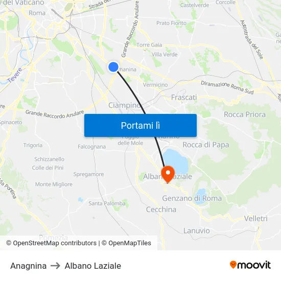 Anagnina to Albano Laziale map