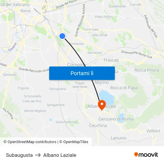 Subaugusta to Albano Laziale map