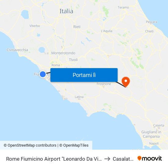 Rome Fiumicino Airport "Leonardo Da Vinci" (Fco) to Casalattico map