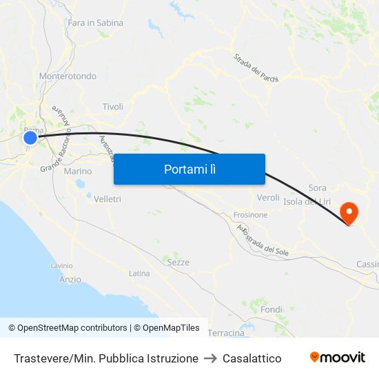 Trastevere/Min. Pubblica Istruzione to Casalattico map