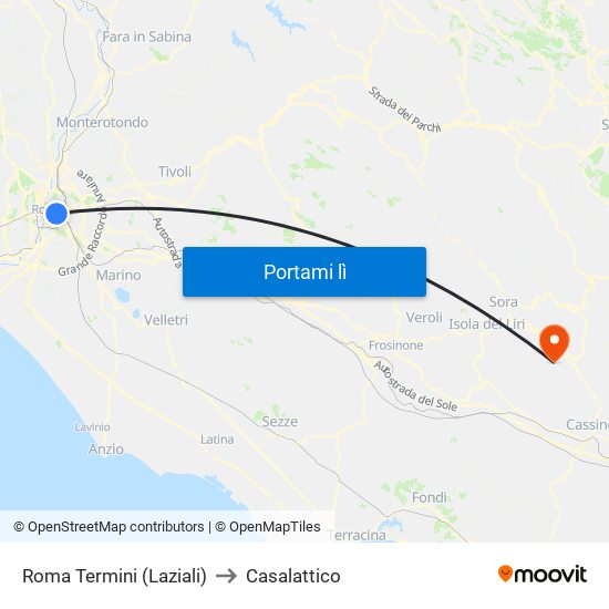 Roma Termini (Laziali) to Casalattico map