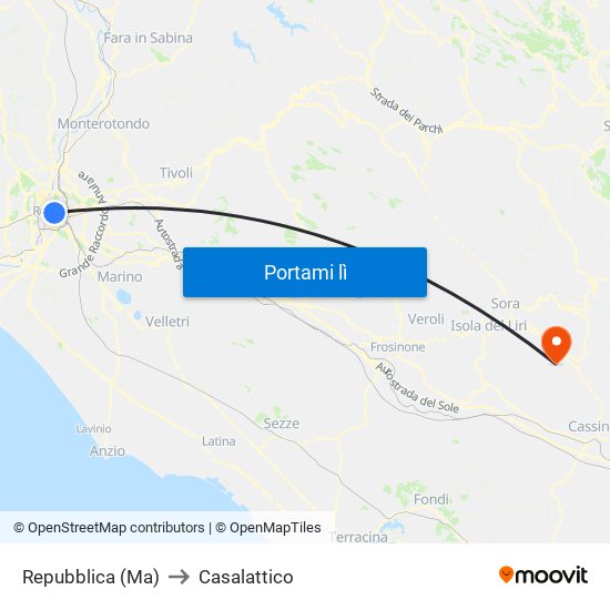 Repubblica (Ma) to Casalattico map