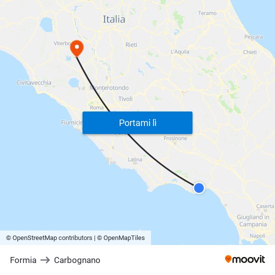 Formia to Carbognano map