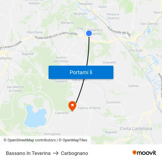 Bassano In Teverina to Carbognano map
