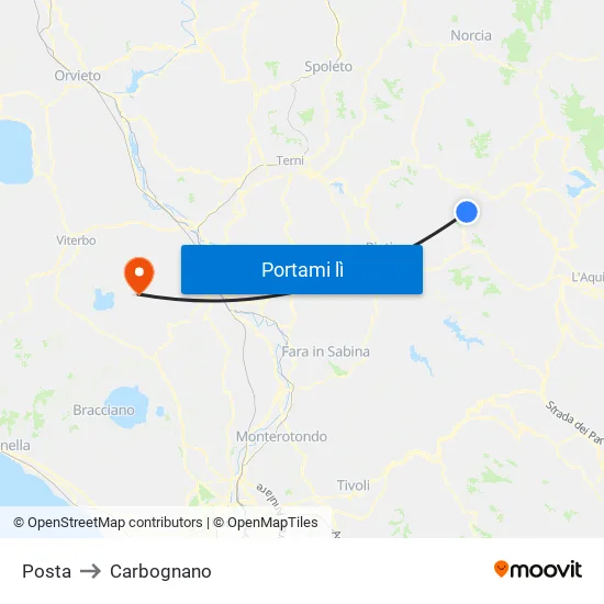 Posta to Carbognano map