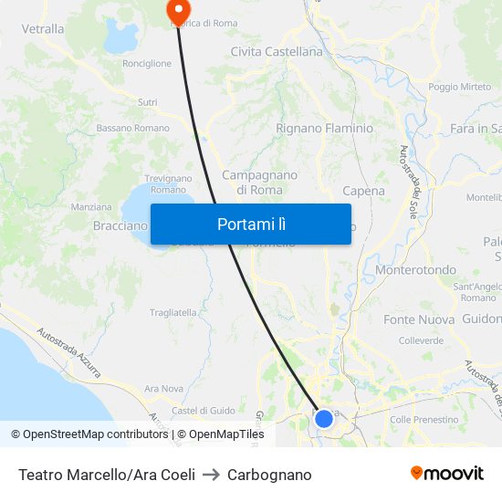 Teatro Marcello/Ara Coeli to Carbognano map