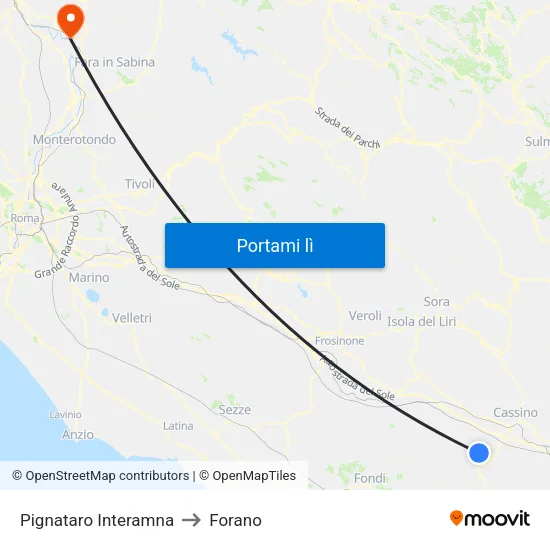 Pignataro Interamna to Forano map